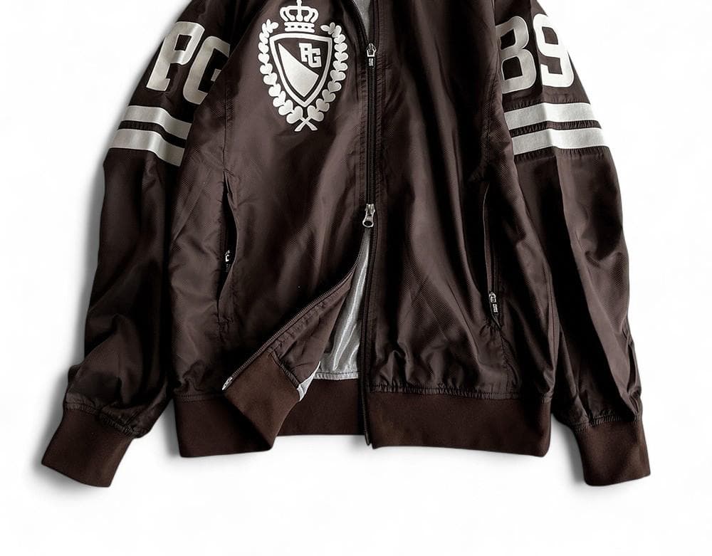 美品パーリーゲイツ 蓄熱フィルム裏地 ダブルジップスニードジャケット濃茶