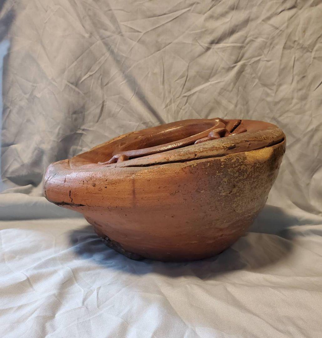 桃山時代 火襷 胡麻釉 古備前 変り形 四耳 葉茶壺 桂又三郎 鑑定