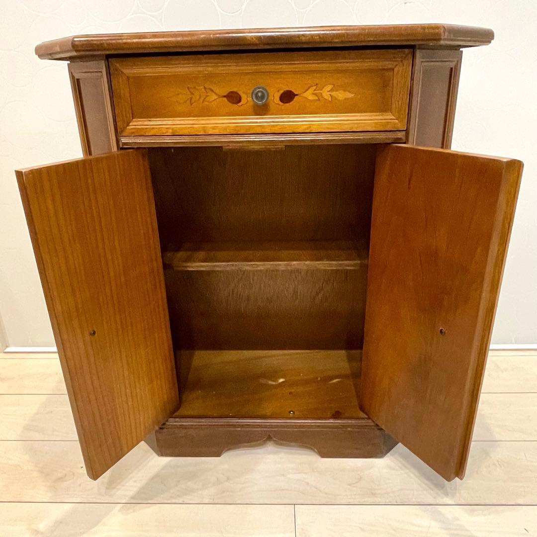 アンティーク調 象嵌 キャビネット 木製 収納棚 サイドボード コンソール