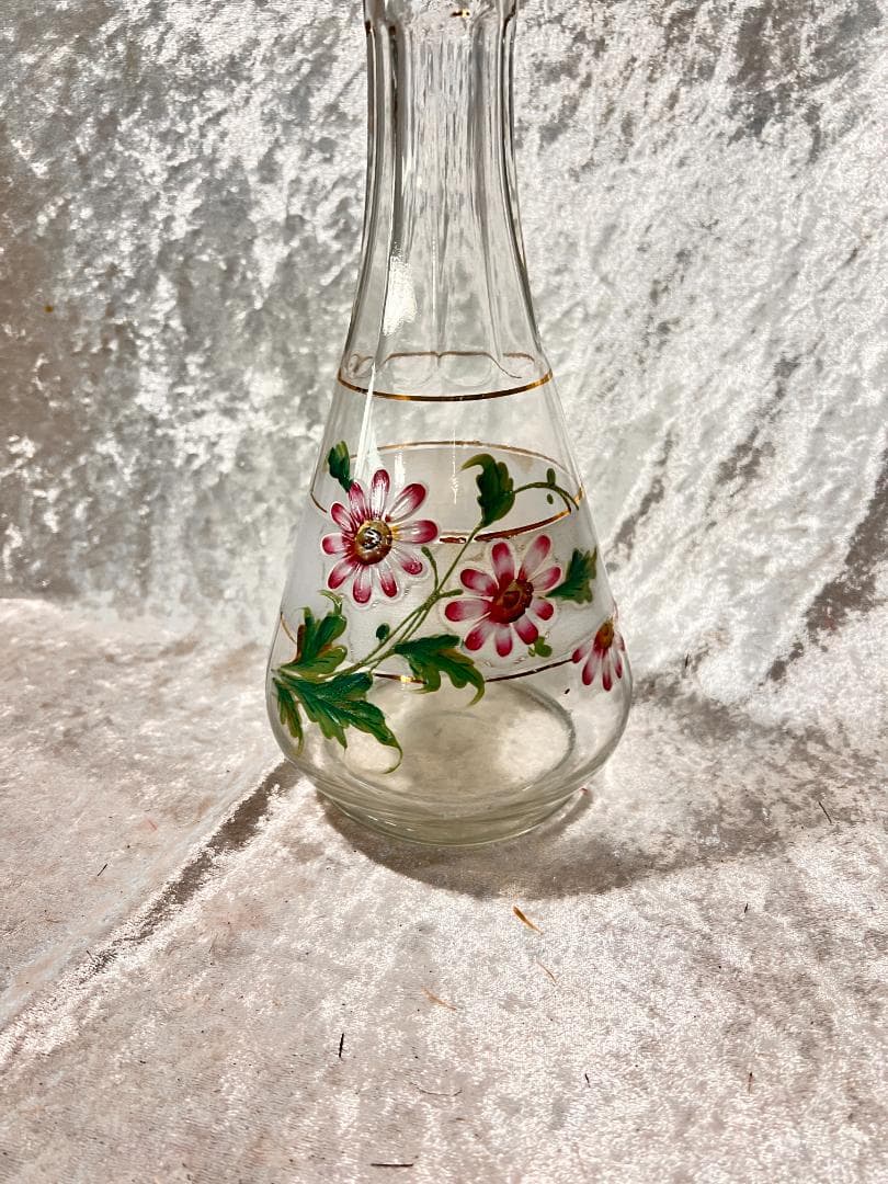 花柄ガラスデキャンタ 高さ約25cm