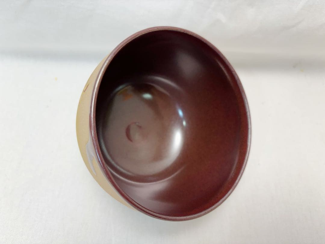 未使用 茶道具 通次 嵩山作 天目釉 風車絵 茶碗 陶印 共箱 外段ボール箱入