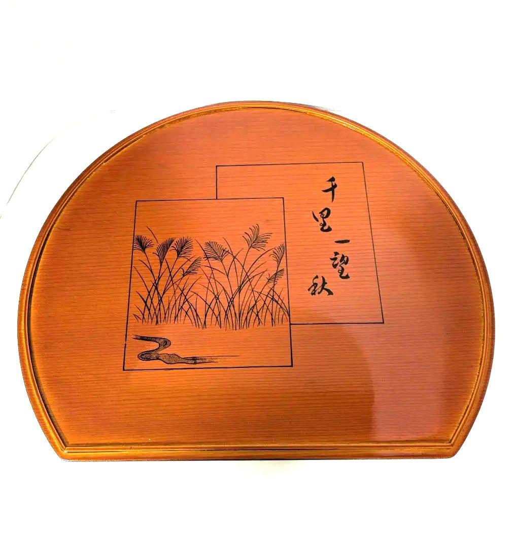 懐石膳　伊勢物語　春慶塗　半月盆　　古物　淡々斎好　10枚組