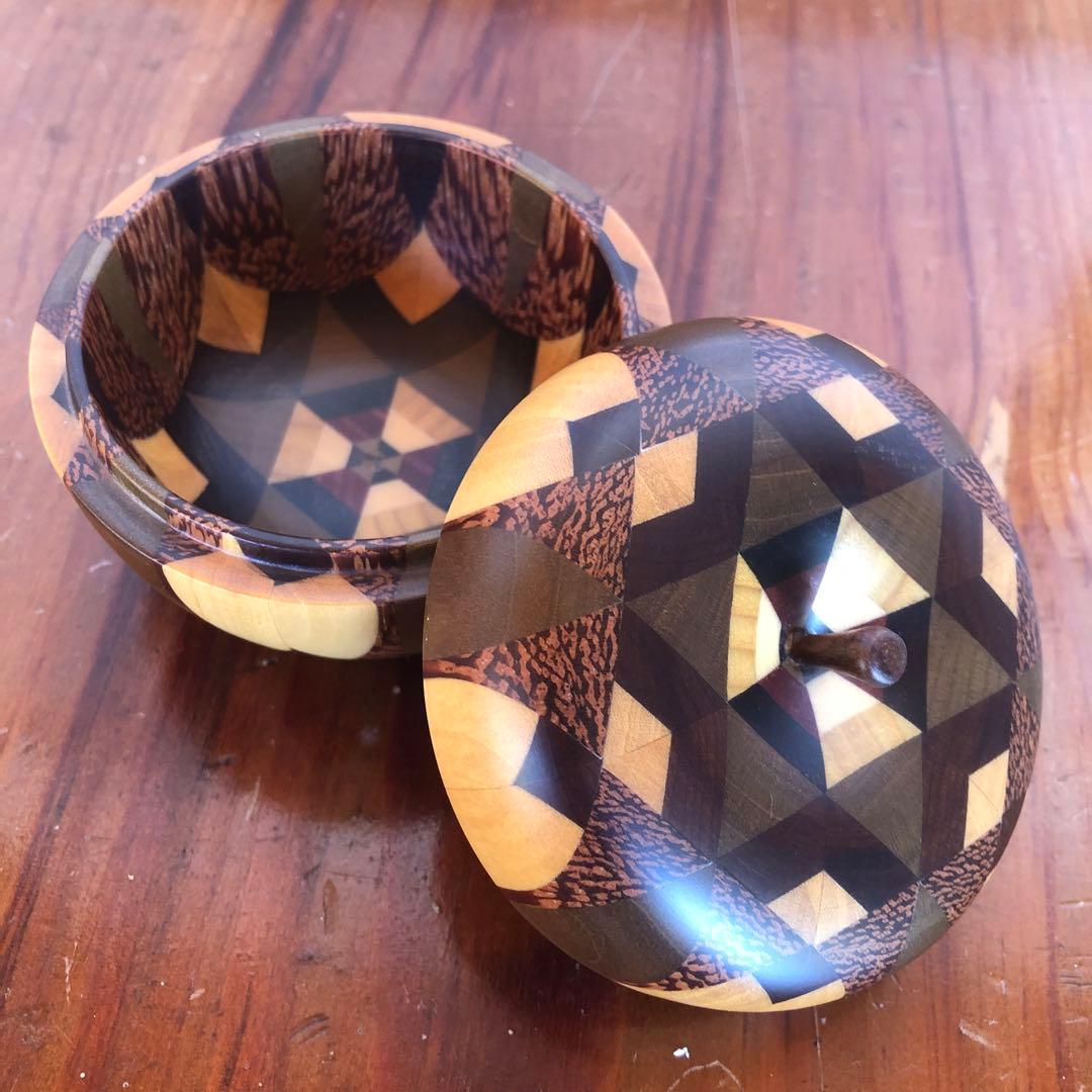 寄木細工 箱根細工 かなざし 金指 無垢 りんご 林檎 合子 小物入れ 工芸品