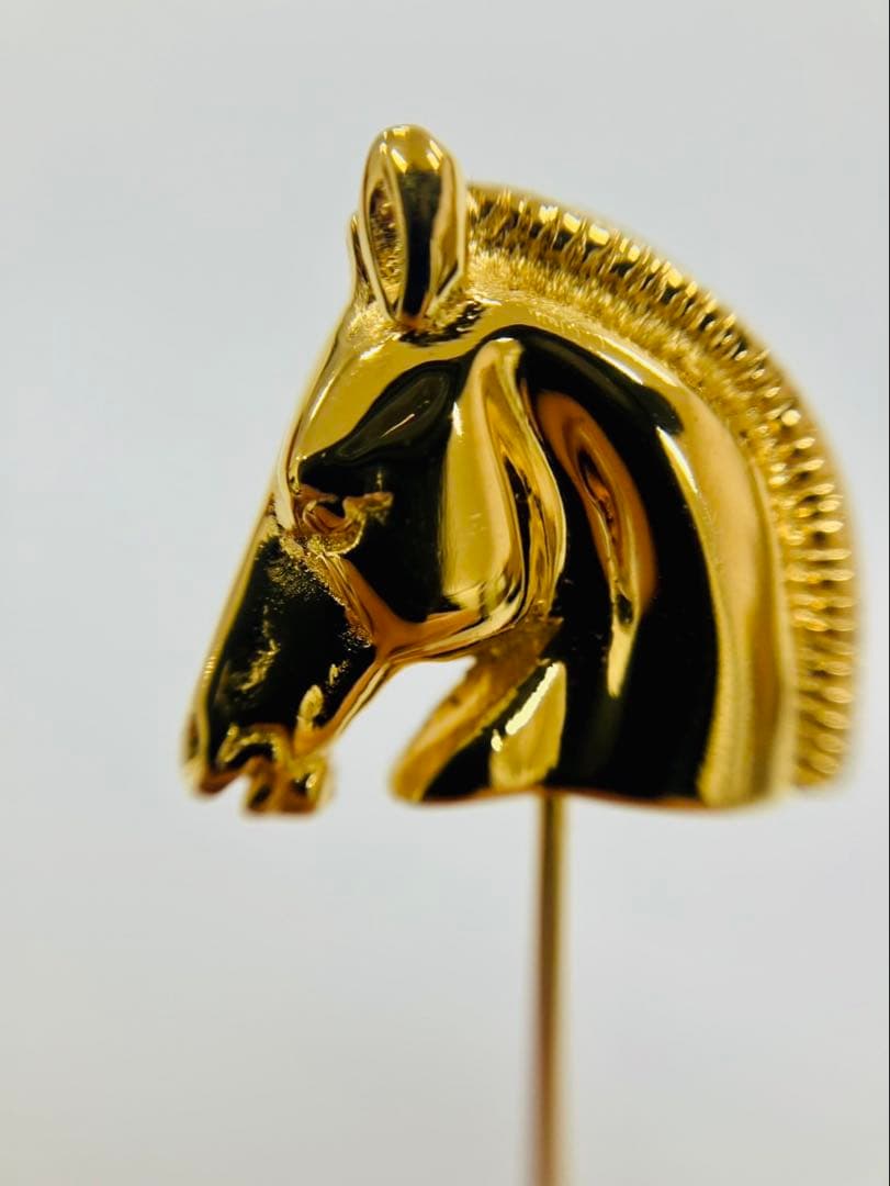 HERMES ゴールド 馬の頭 ピンブローチ エルメスブローチ
