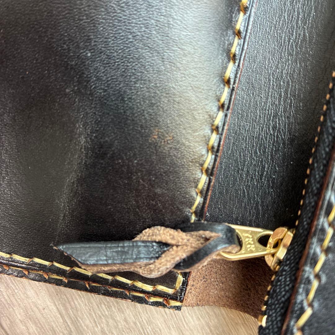 【茶芯ブラック】　クロムエクセル　ミドルトラッカーウォレット　真鍮