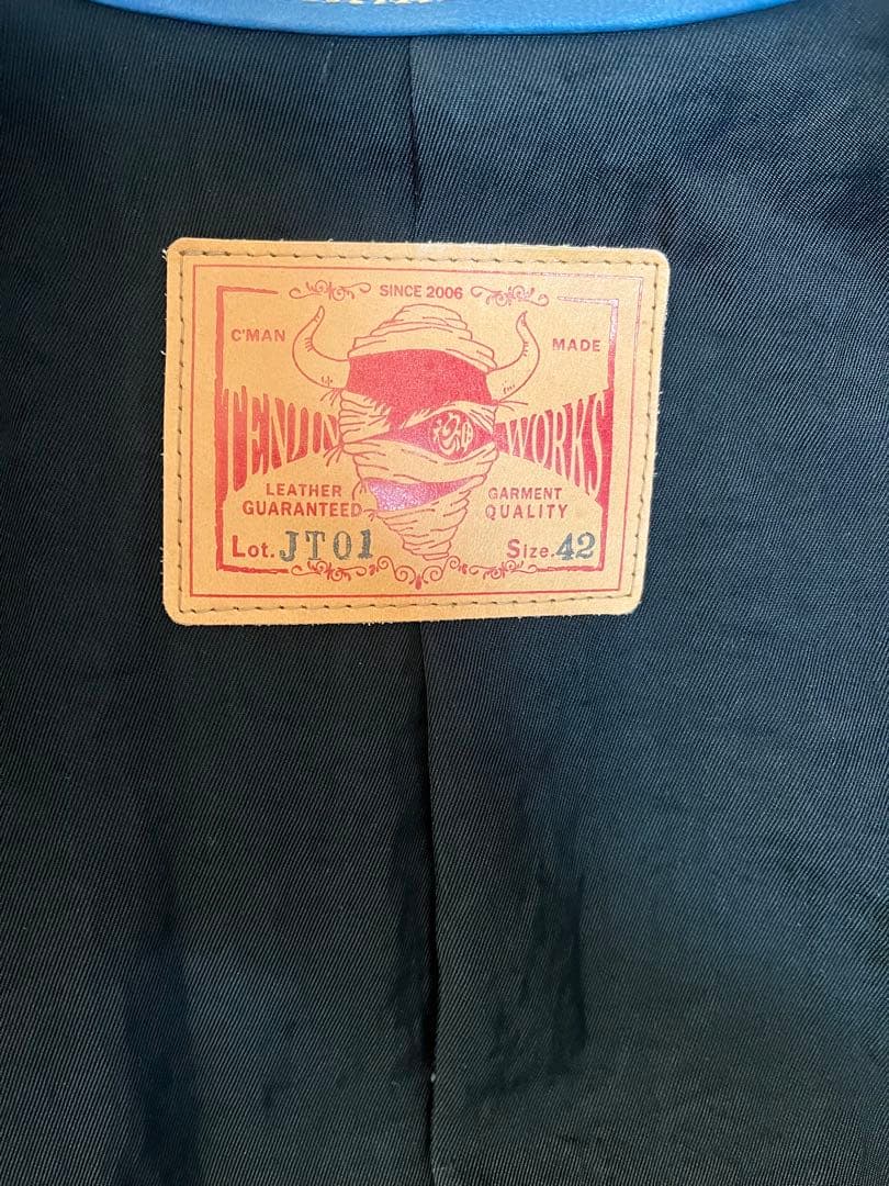 天神ワークスJT01 シングルライダースジャケット 42