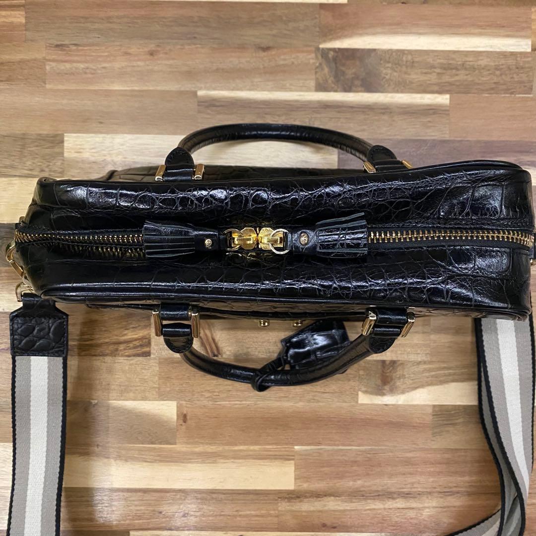 s*4様 Anya Hindmarch クロコ型押し 2WAY ハンドバッグ カ