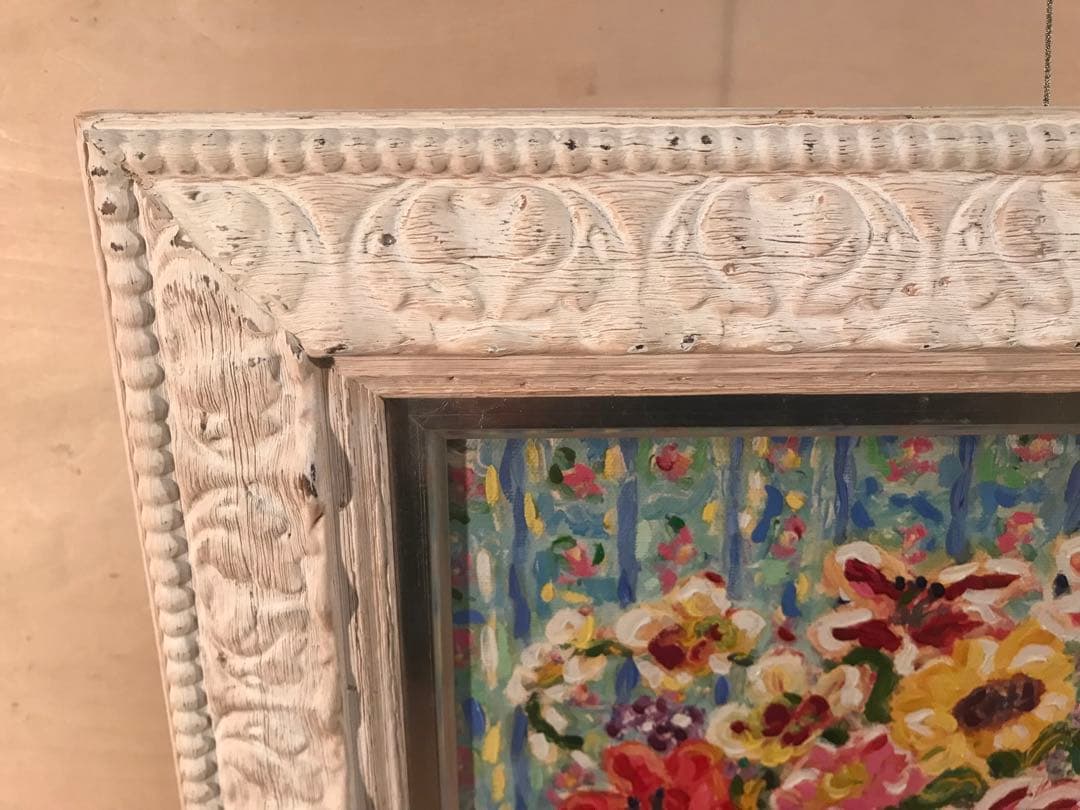 レスリー・セイヤー「ルーム・オブ・フラワーズ」ジークレー＋油彩４号　直筆サイン有