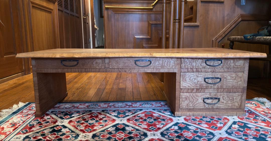 レア！無垢材 縮み杢 高級家具 一枚板 座机 文机 座敷机 座卓