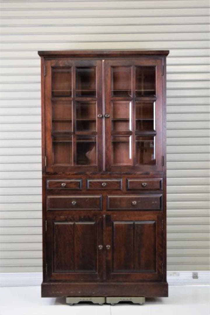 北海道民芸家具 アンティーク 木製 キャビネット 食器棚 飾り棚 HM160K