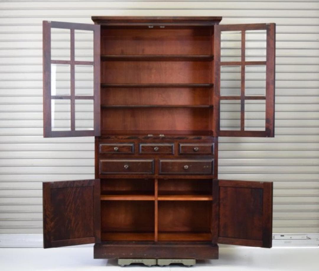 北海道民芸家具 アンティーク 木製 キャビネット 食器棚 飾り棚 HM160K