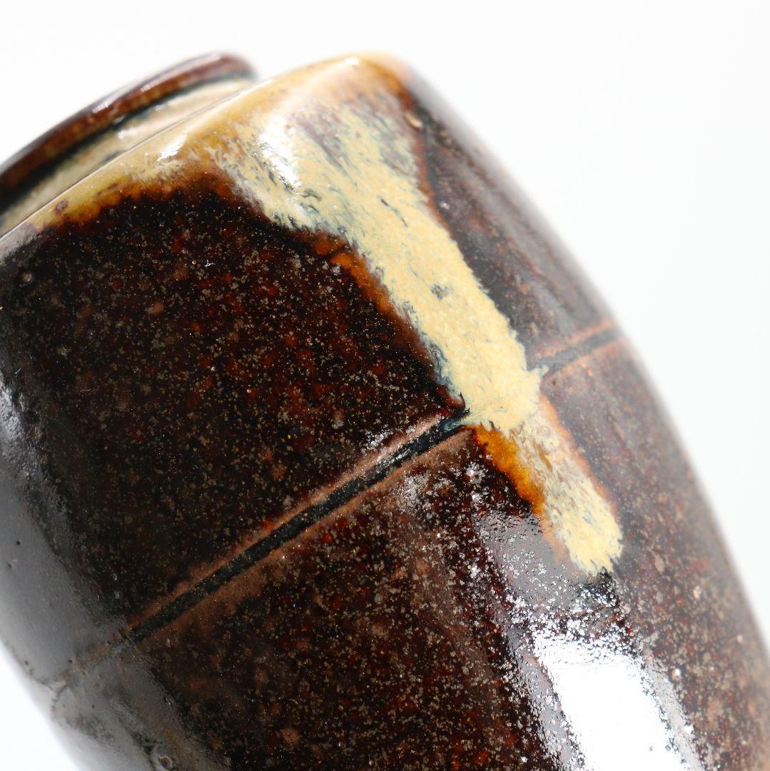 陽炎園 膳所焼 淡海ぜぜ 肩衝茶入 茶道具 仕覆付　V851　NT7