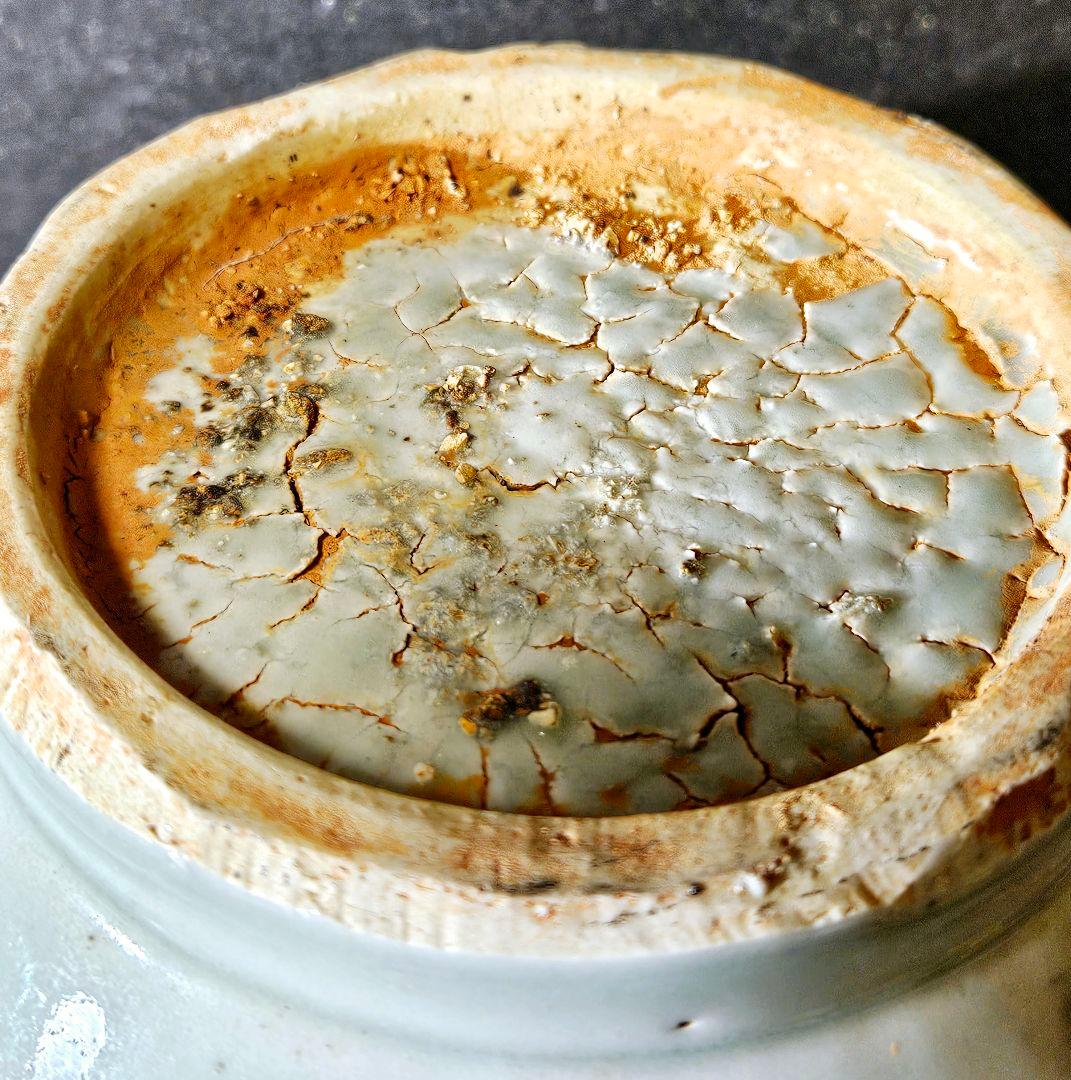 李朝系　鉄砂　鉄釉　蟹に水藻の図　瓶　壺 花入れ　花生け　オブジェ　茶道具茶器