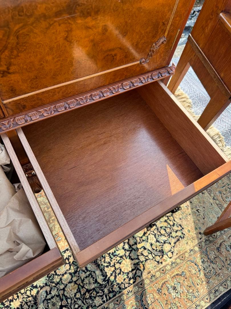 英国アンティーク カクテルキャビネット 1930年代 ウォルナット材 未使用保管