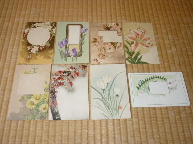 明治後期から大正◆浮世絵柄、花柄、風景他 絵葉書計19枚(エンボス加工、木版画他