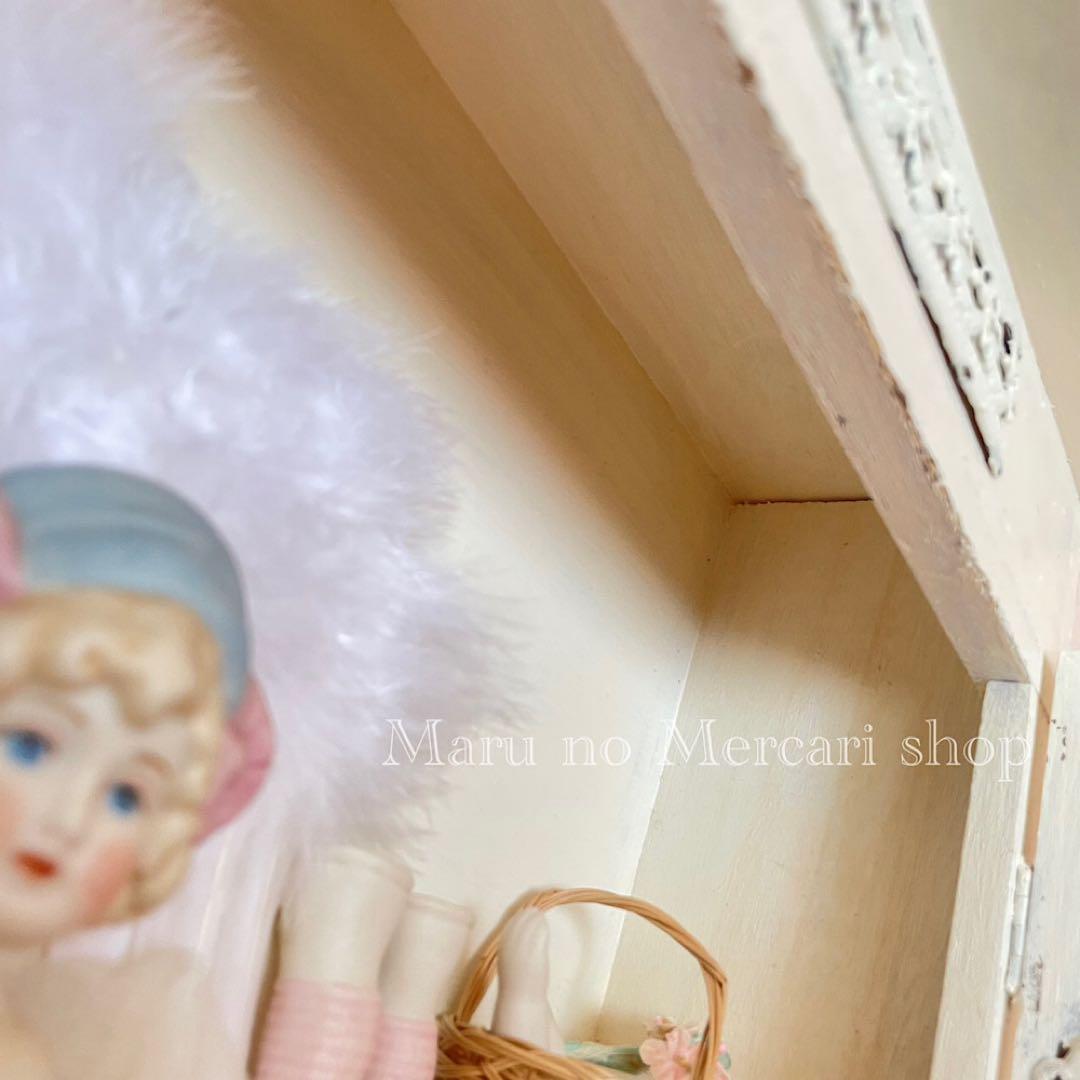 フランスアンティーク エクリュ ウォールキャビネット 棚 壁掛け シェルフ