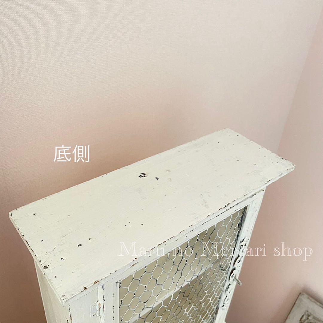 フランスアンティーク エクリュ ウォールキャビネット 棚 壁掛け シェルフ