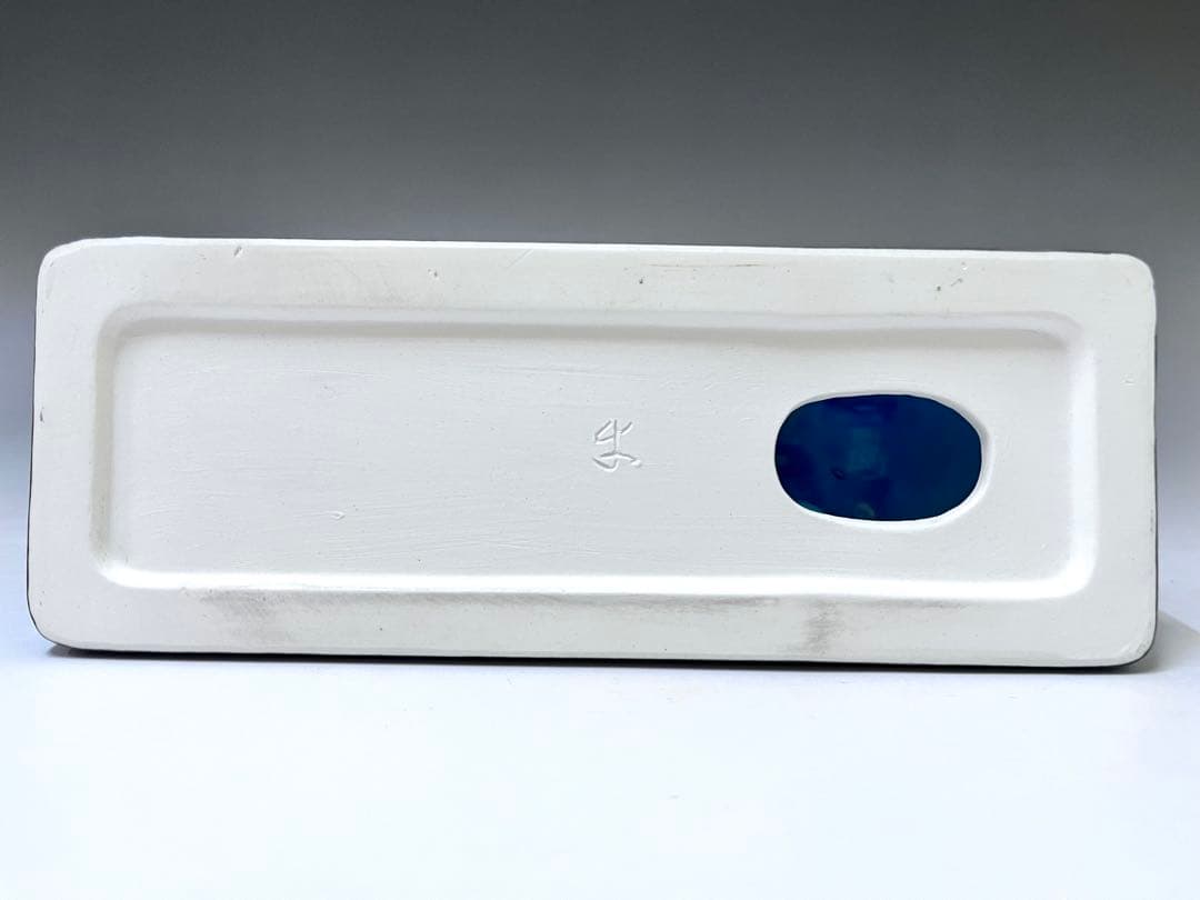 E329美濃焼　幸兵衛窯　青釉オーナメント　アヌビス　エジプト犬の神　アンク