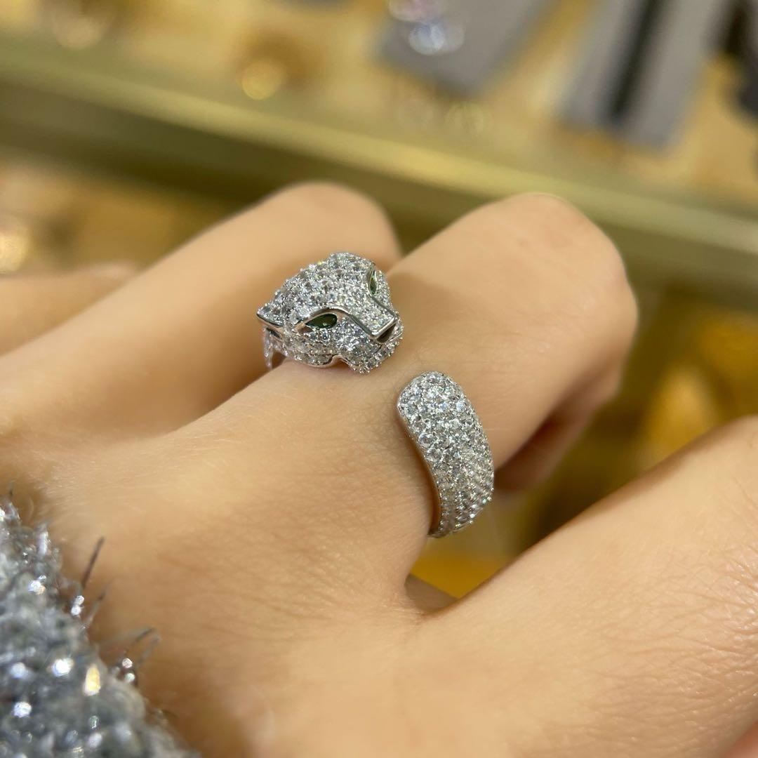 【S925純銀】ラボグロウン・ハイカーボンダイヤ レオパードリング／5.72ct