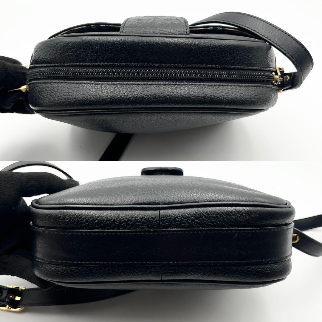希少✨ バーバリー ショルダーバッグ カメラバッグ ノバチェック レザー 黒
