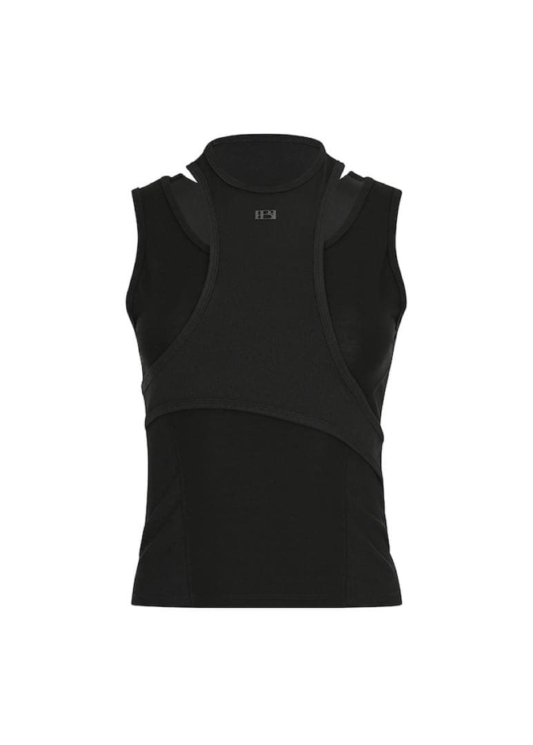 bohemseo レイヤードトラックタンクトップシズニルック ブラック