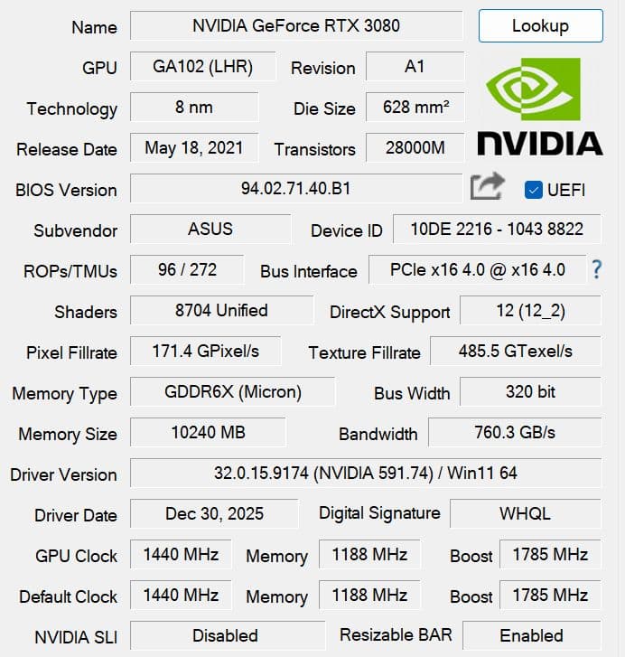 グラフィックボード・グラボ・ビデオカード ASUS TUF Gaming GeForce RTX 3080 10GB