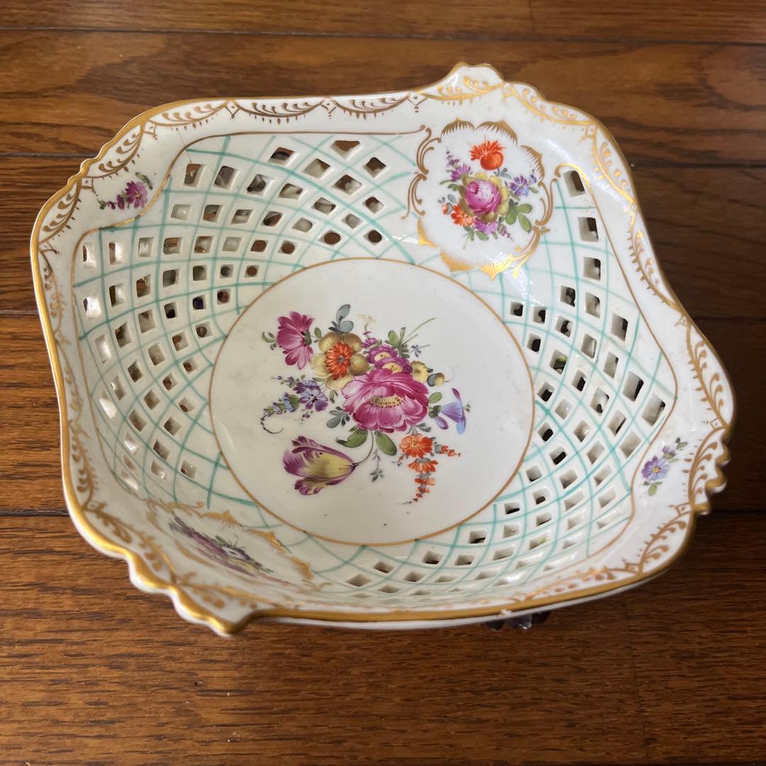 年末期間限定最終処分特価超レアドレスデン素敵菓子器　フルーツ盛りインテリア最上級