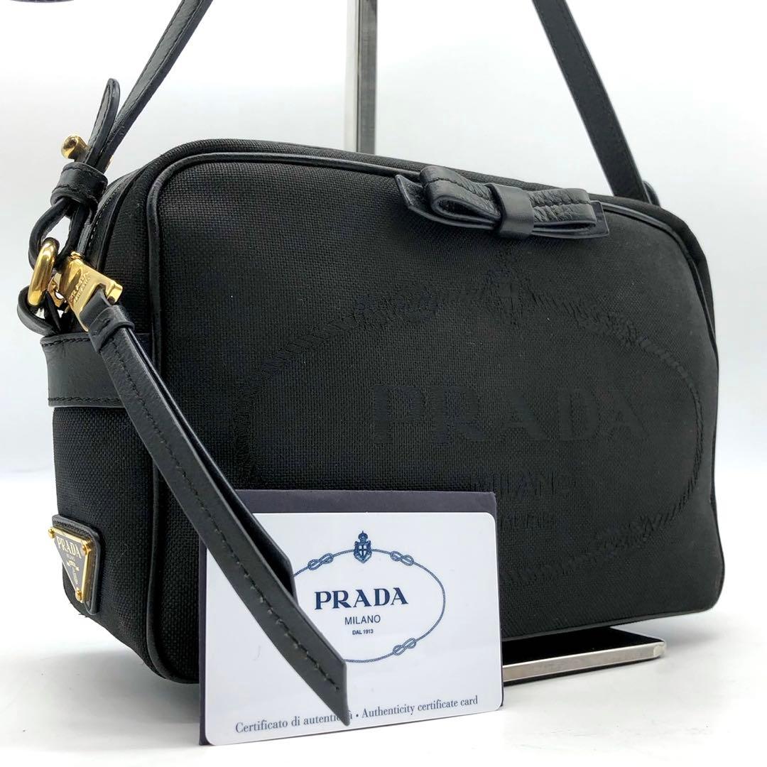 ✨近年・ギャランティ付✨プラダ ショルダーバッグ 三角ロゴ ジャガード リボン