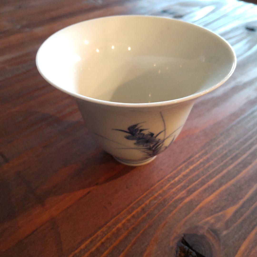 平戸焼染付 秋草文手 向付