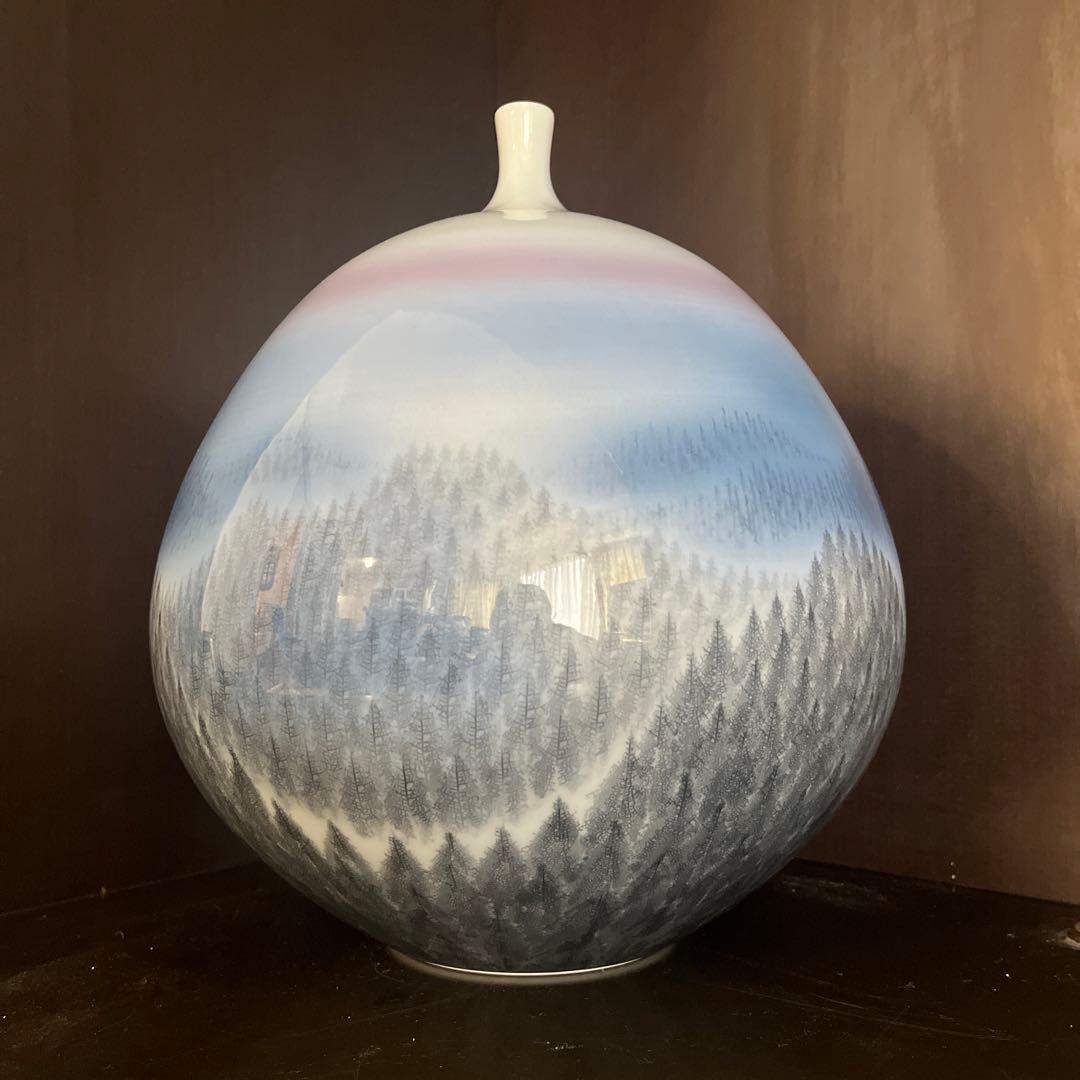 藤井朱明 飾り壺 花器 日展人気作家 有田焼