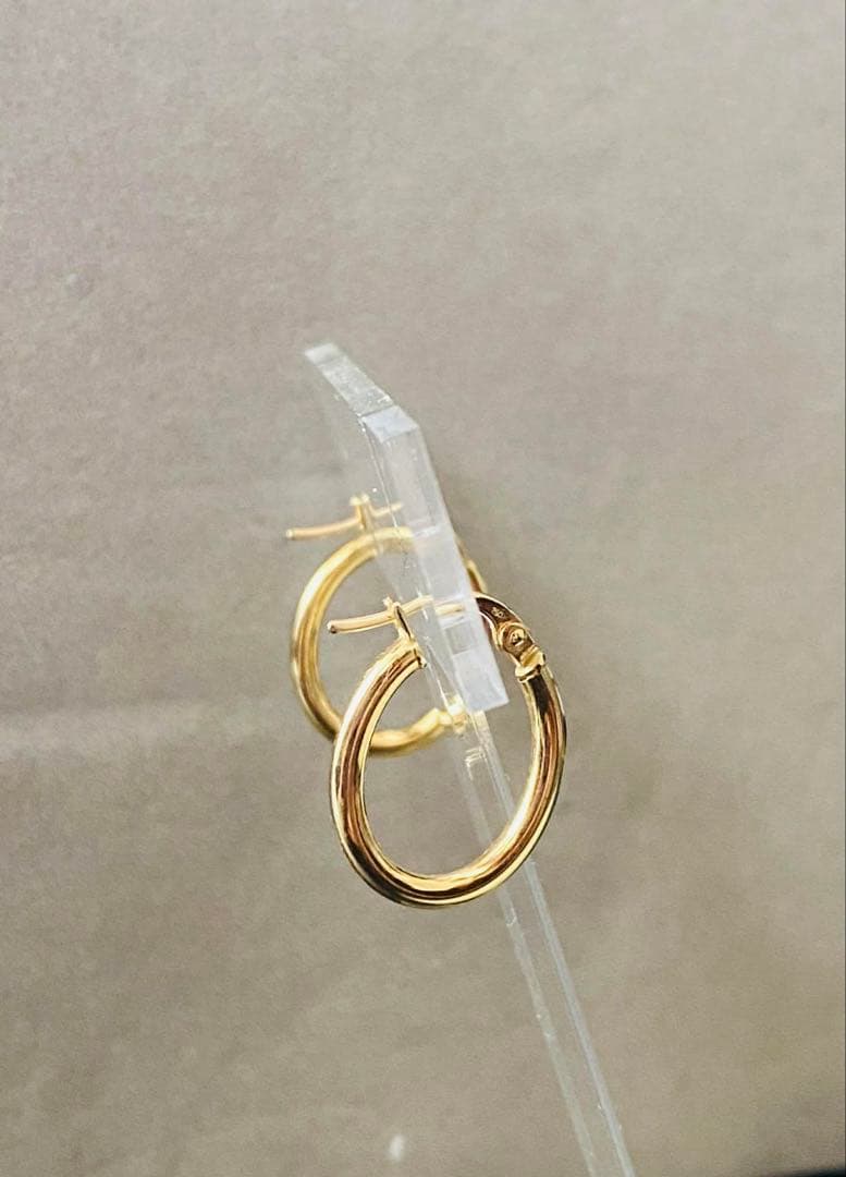 18金 K18ゴールド レディース 新品 フープ　13x18mm