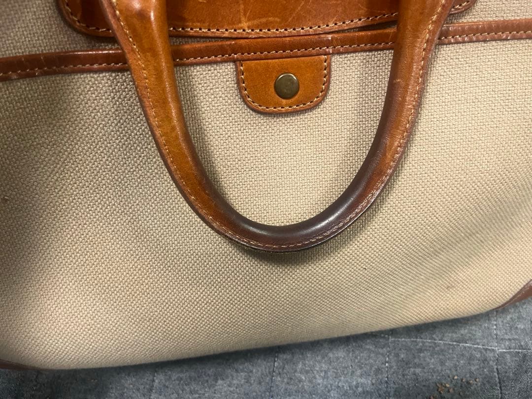 万双 ブリーフケース キャンバス×レザー 2室 廃盤 希少 ビジネスバッグ