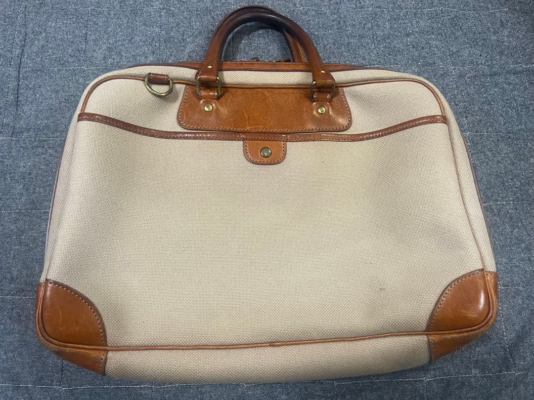 万双 ブリーフケース キャンバス×レザー 2室 廃盤 希少 ビジネスバッグ