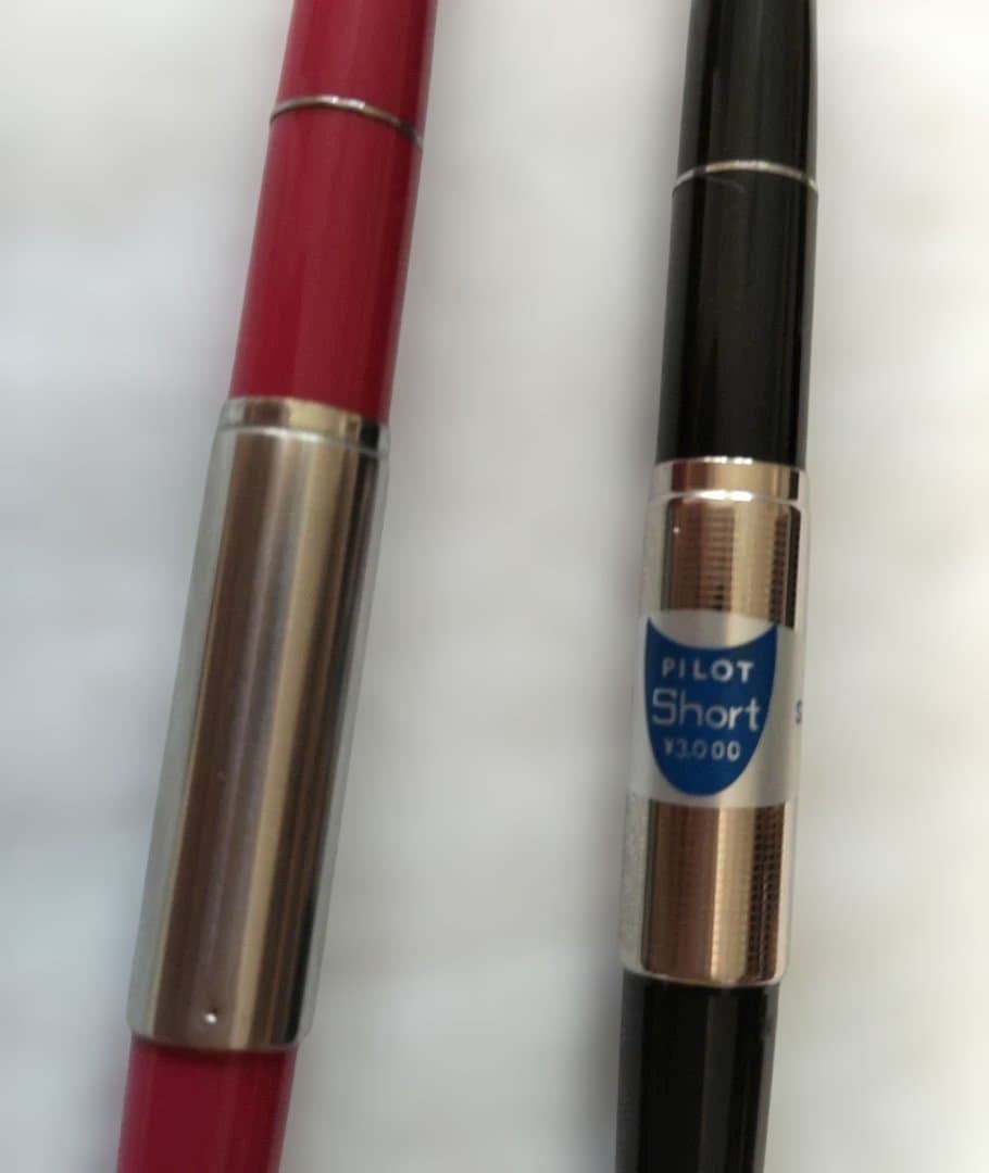 PILOT伸縮式万年筆「パイロットショート」14K黒 ピンクセット