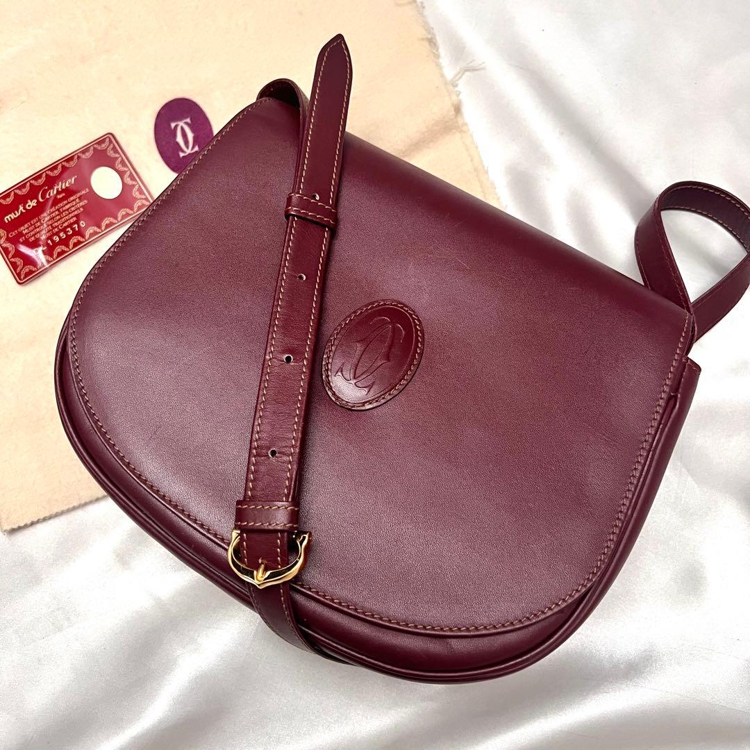 ◇美品◇カルティエ　マストライン　ショルダーバッグ　フラップ　ボルドー