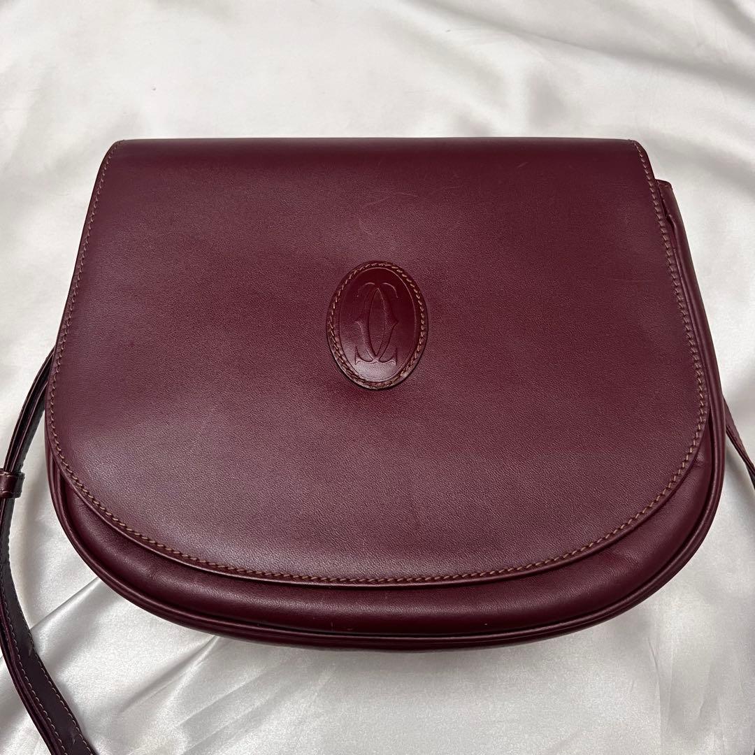 ◇美品◇カルティエ　マストライン　ショルダーバッグ　フラップ　ボルドー