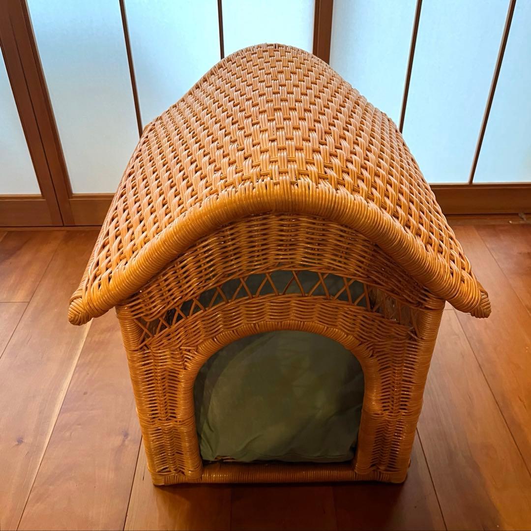 ラタン製　家型ペットハウス　犬小屋　今枝商店