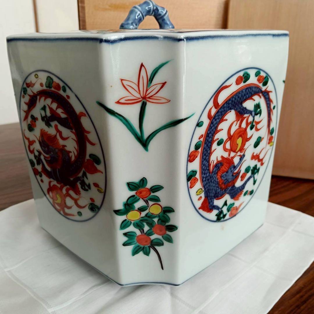 西村徳泉　万歴龍　水指　四方角切