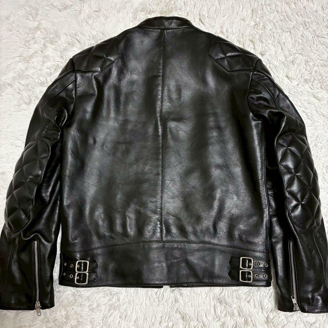 極美品/XL ホーンワークス　ライダースジャケット　カウレザー　キルティング　黒