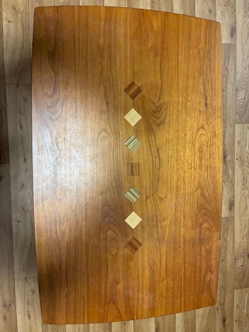 木製 長方形テーブルこたつ 装飾インレイ