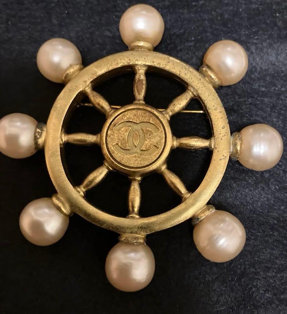 シャネル ココマーク ブローチ ゴールド 船舵