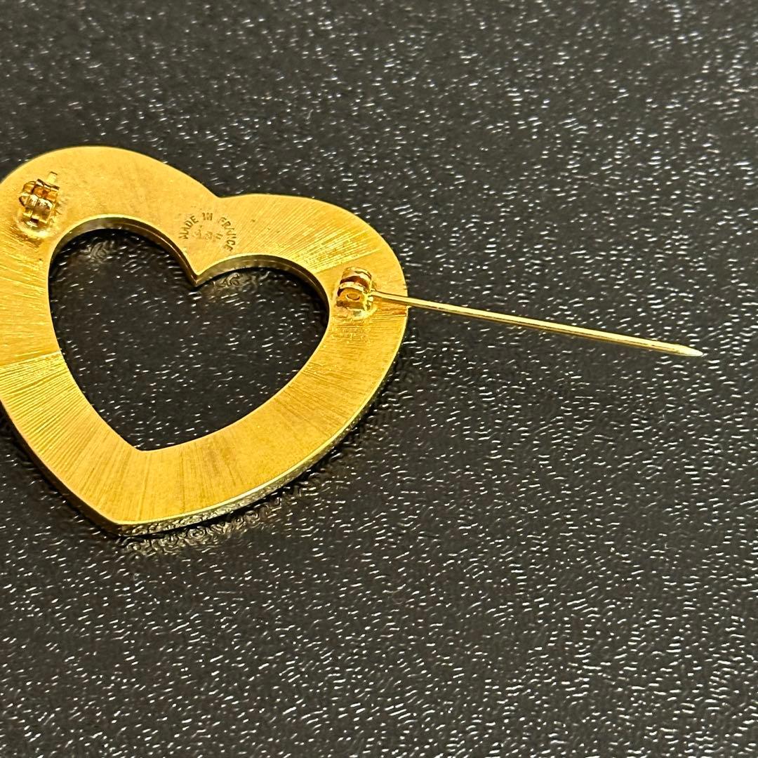 CELINE セリーヌ ヴィンテージ ハート ブローチ ゴールド
