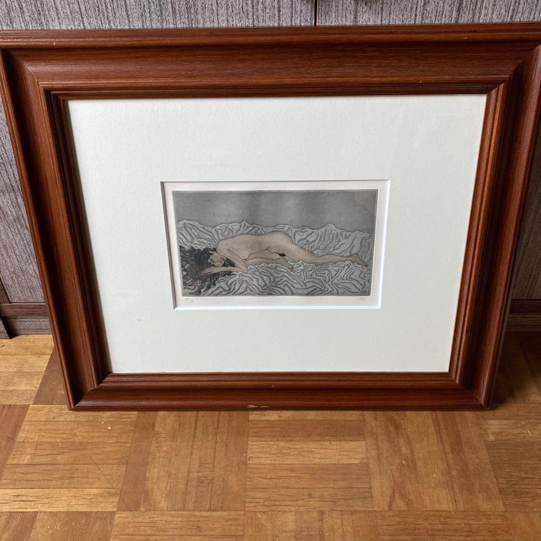 加山又造 銅版画 よこになる裸婦 No.74 エッチング