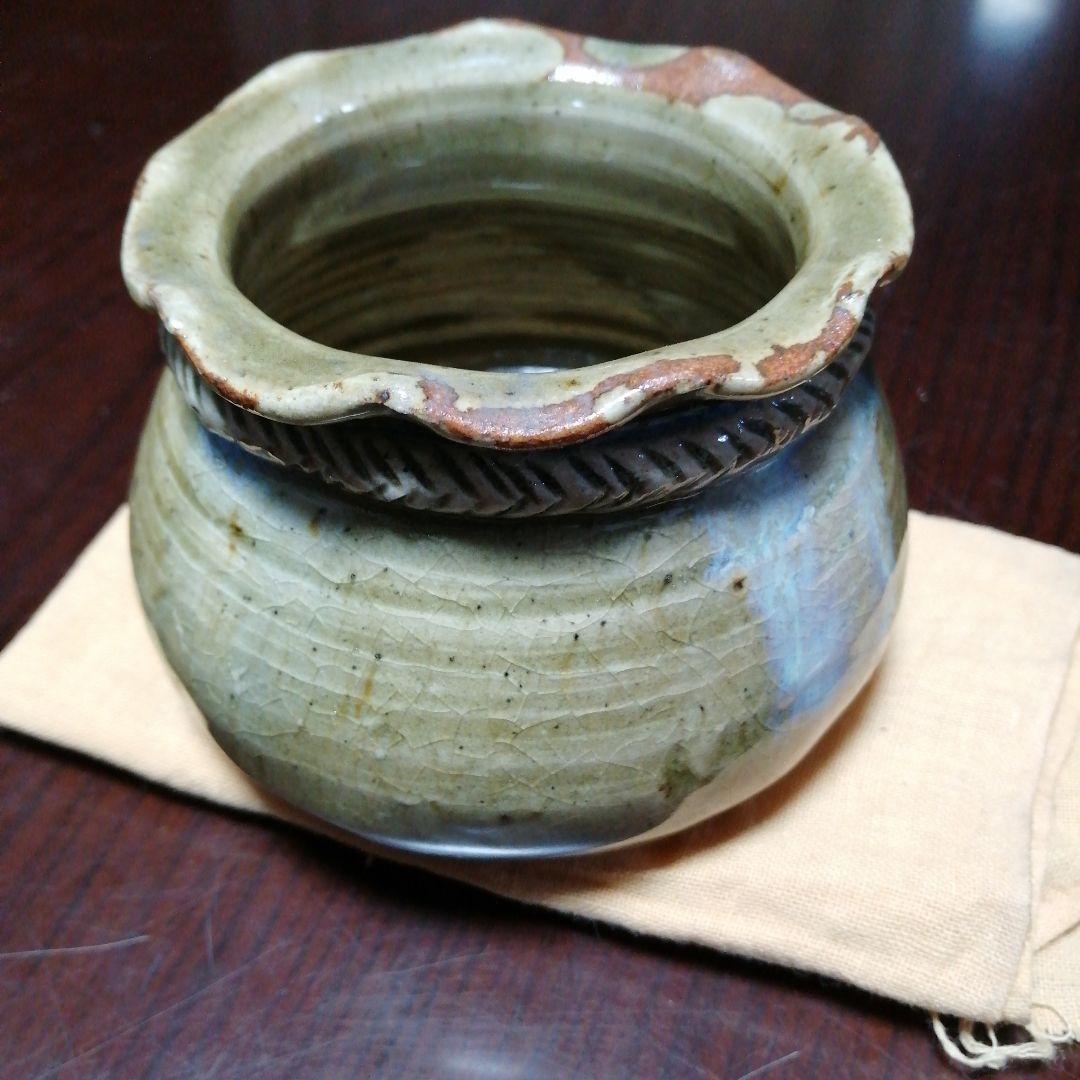 瀬戸焼　加藤春岱　宝袋形建水　12cm　江戸後期〜明治期