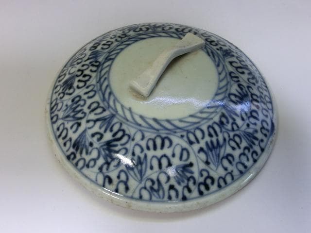 鉢■微塵唐草重鉢 蓋物 三段重鉢 古伊万里染付 菓子器 時代物 江戸期 骨董品■