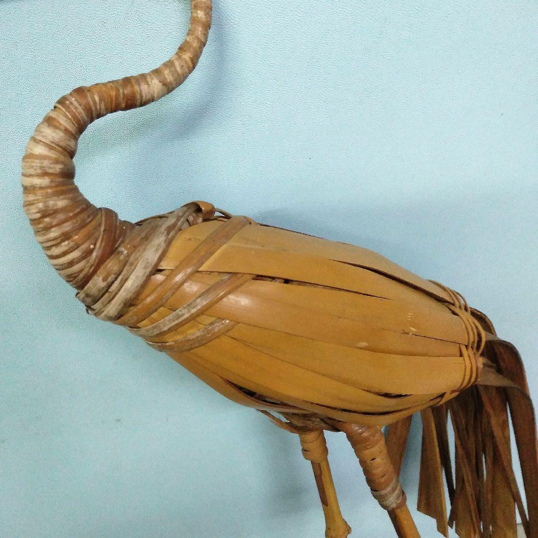 ★希少！　竹細工　竹工芸　【鶴亀】　花生け　天然記念物　虎斑竹/虎竹