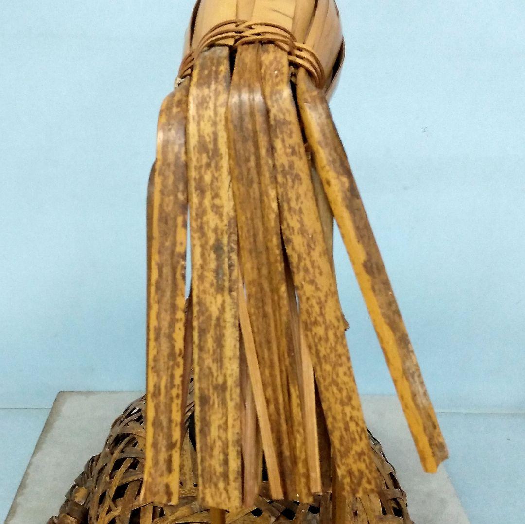 ★希少！　竹細工　竹工芸　【鶴亀】　花生け　天然記念物　虎斑竹/虎竹