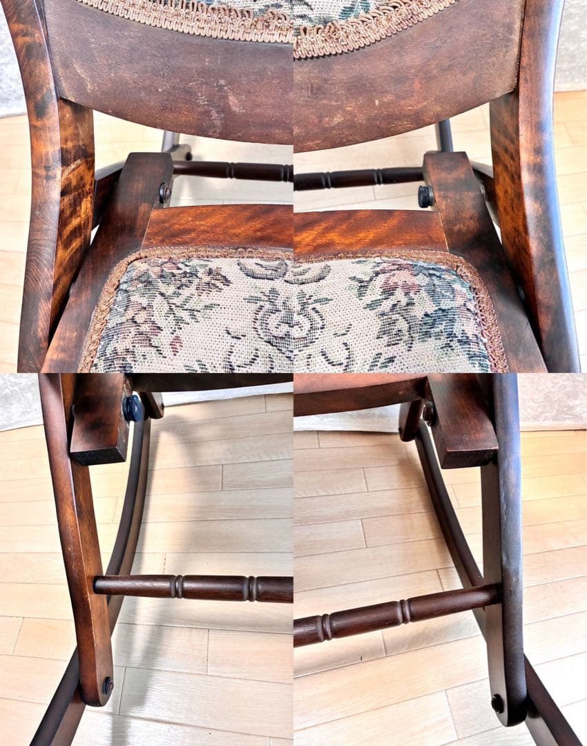 アンティーク ゴブラン織 ロッキングチェア ロココ調 折り畳み椅子 【送料込】