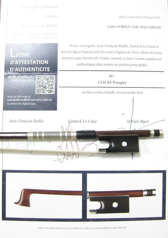 【鑑定書付き】 フランス Prosper Colas c.1900 バイオリン弓