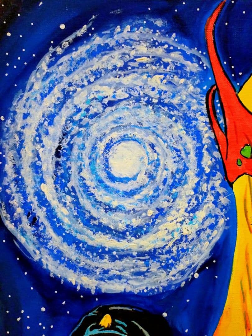 【F6号】松本零士【銀河鉄道999】手描き作品/表裏サイン/油彩/アクリル/額縁